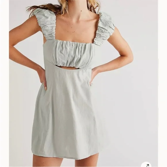 Free People | Dresses | Nwot Free People Fp Bom Bom Island Mini In Sage Ash  | Poshmark